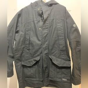 Timberland outer coat with hood, Size Lg, black in color